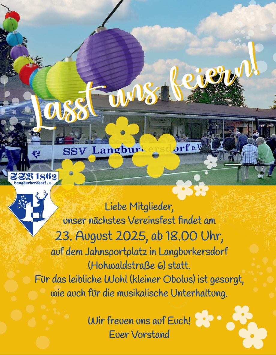 Plakat Vereinsfest 23. August 2025